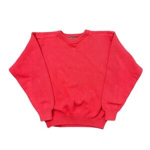 Vintage Croft & Barrow Mens Red Cotton Crewneck Knit Pullover Sweater Size Large